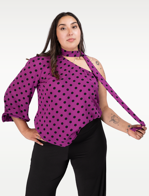 Blusa Asimétrica Amarra Cuello Mujer Plus Size - Tallas Grandes Chile