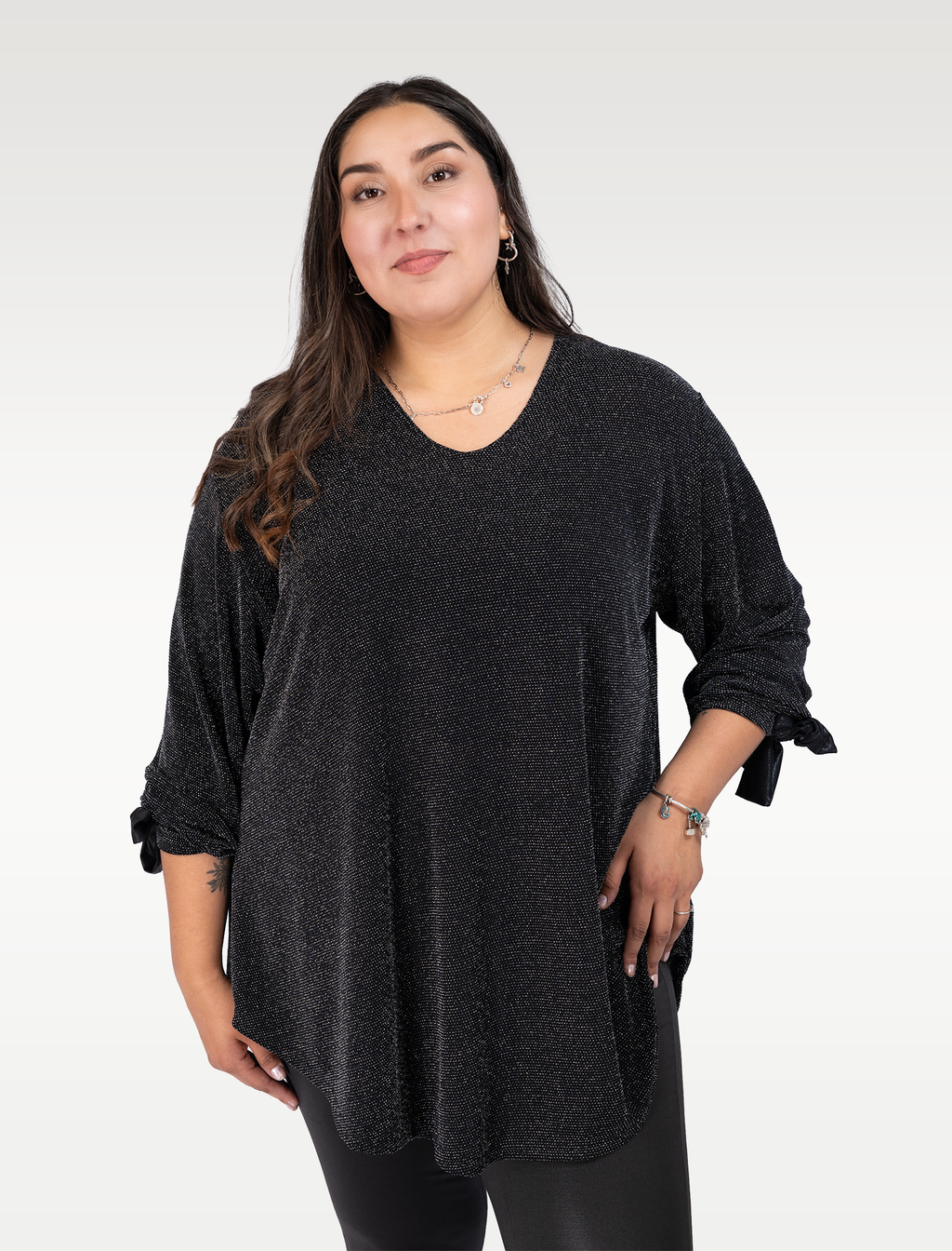 Blusón Fiesta Mujer Talla Grande con Brillos - Plus Size Chile