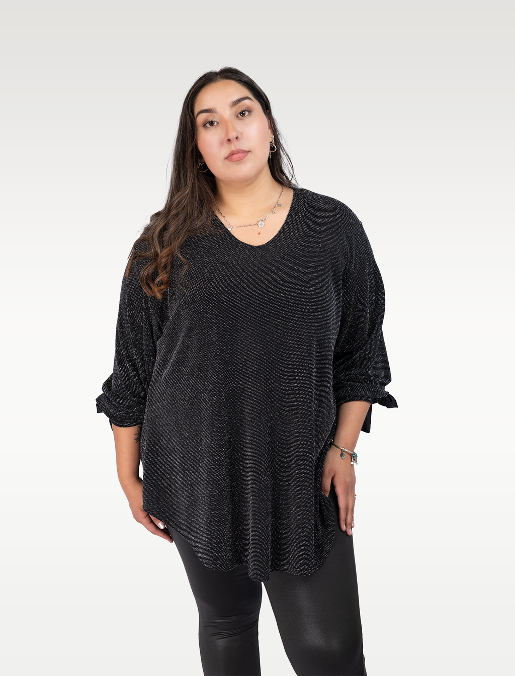 Blusón Fiesta Mujer Talla Grande con Brillos - Plus Size Chile
