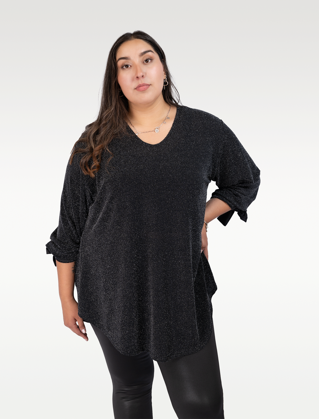 Blusón Fiesta Mujer Talla Grande con Brillos - Plus Size Chile