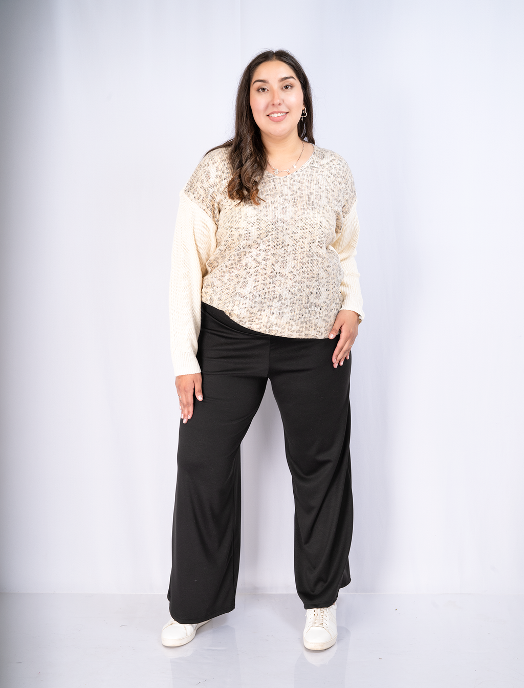 Pantalón Palazzo de Punto Mujer Tiro Alto - Tallas Grandes Chile