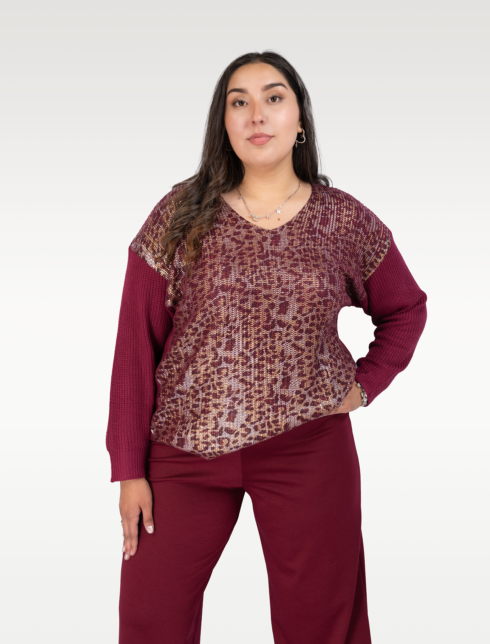 Chaleco Lurex Mujer Cuello V con Brillo - Tallas Grandes Chile