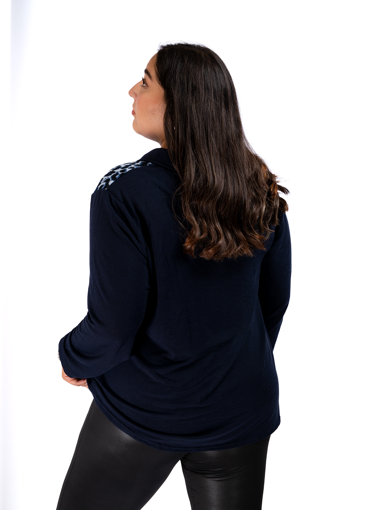 Polera Larga Lanilla Animal Print Escote V - Tallas Grandes Chile