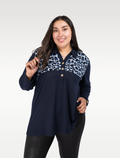 Polera Larga Lanilla Animal Print Escote V - Tallas Grandes Chile