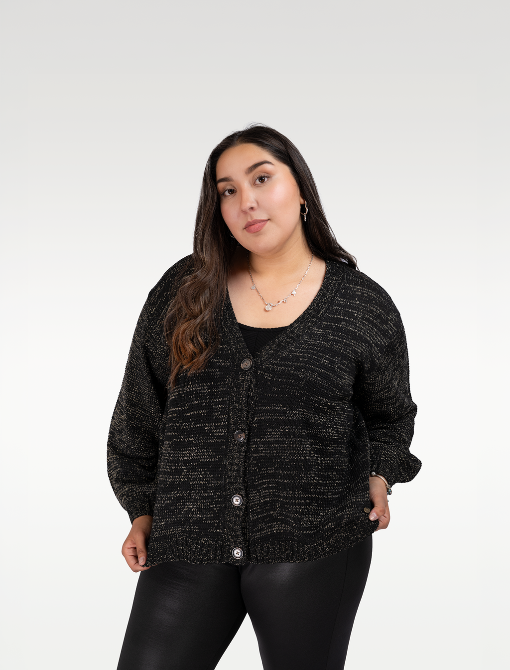 Cardigan Mujer Negro - Talla Grande - Plus Size - Ozare Chile