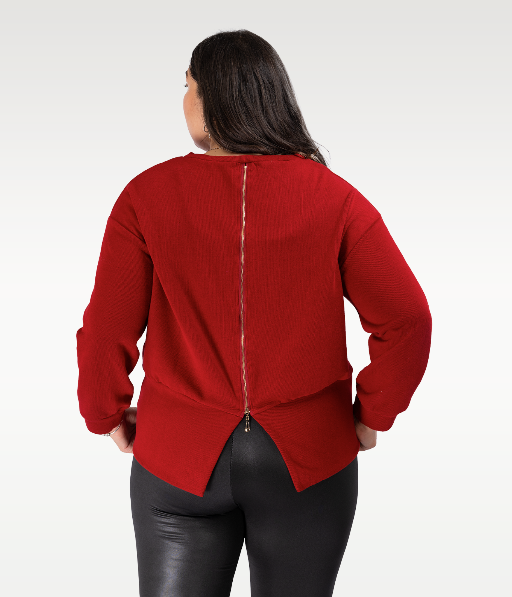 Polerón Rojo Plus Size Cierre Dorado Espalda - Tallas Grandes Chile