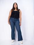Jeans Flare Azul Mujer Tiro Alto Talla Grande - Mezclilla Chile