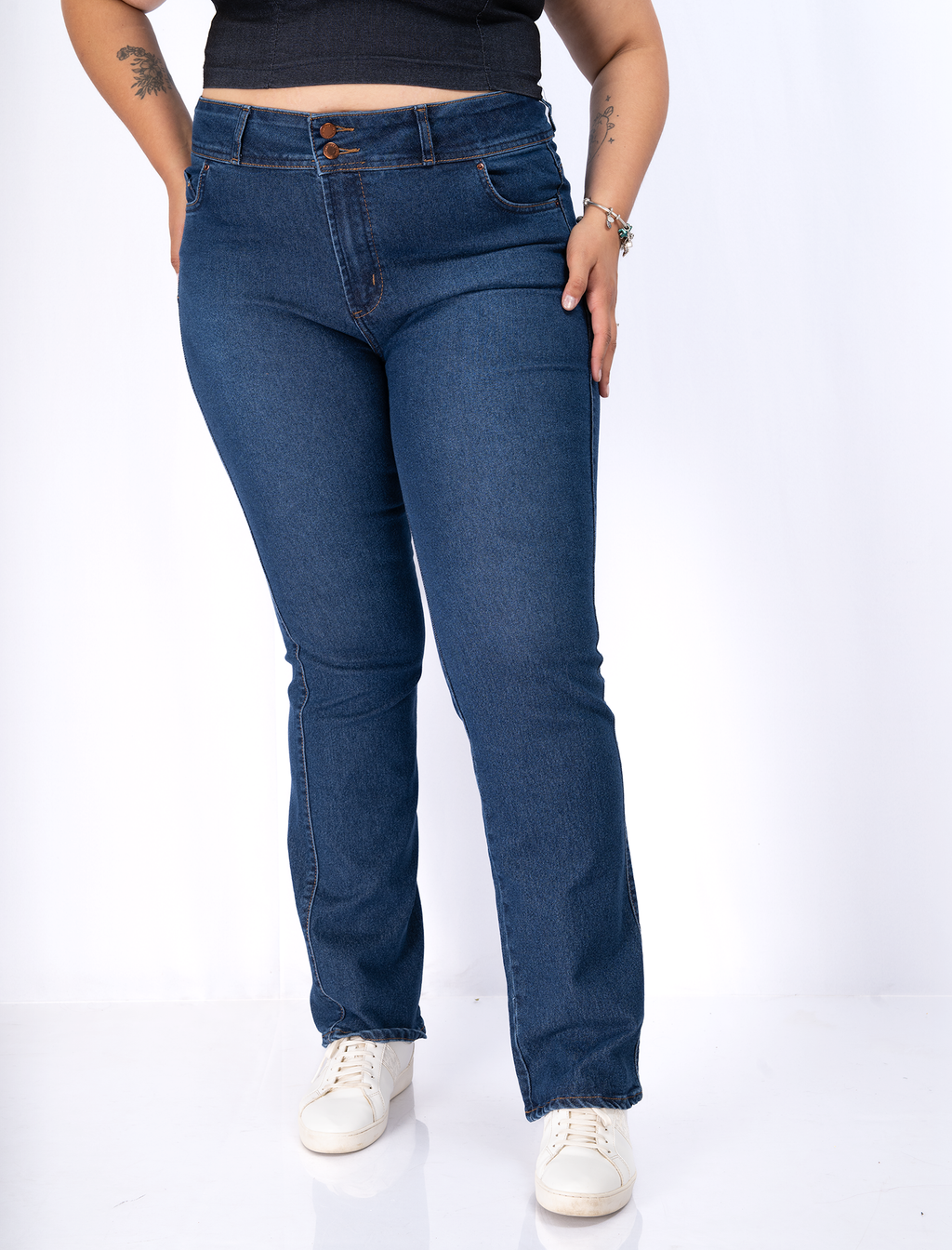 Jeans Recto Mujer Tiro Alto Cintura Amplia - Plus Size Chile