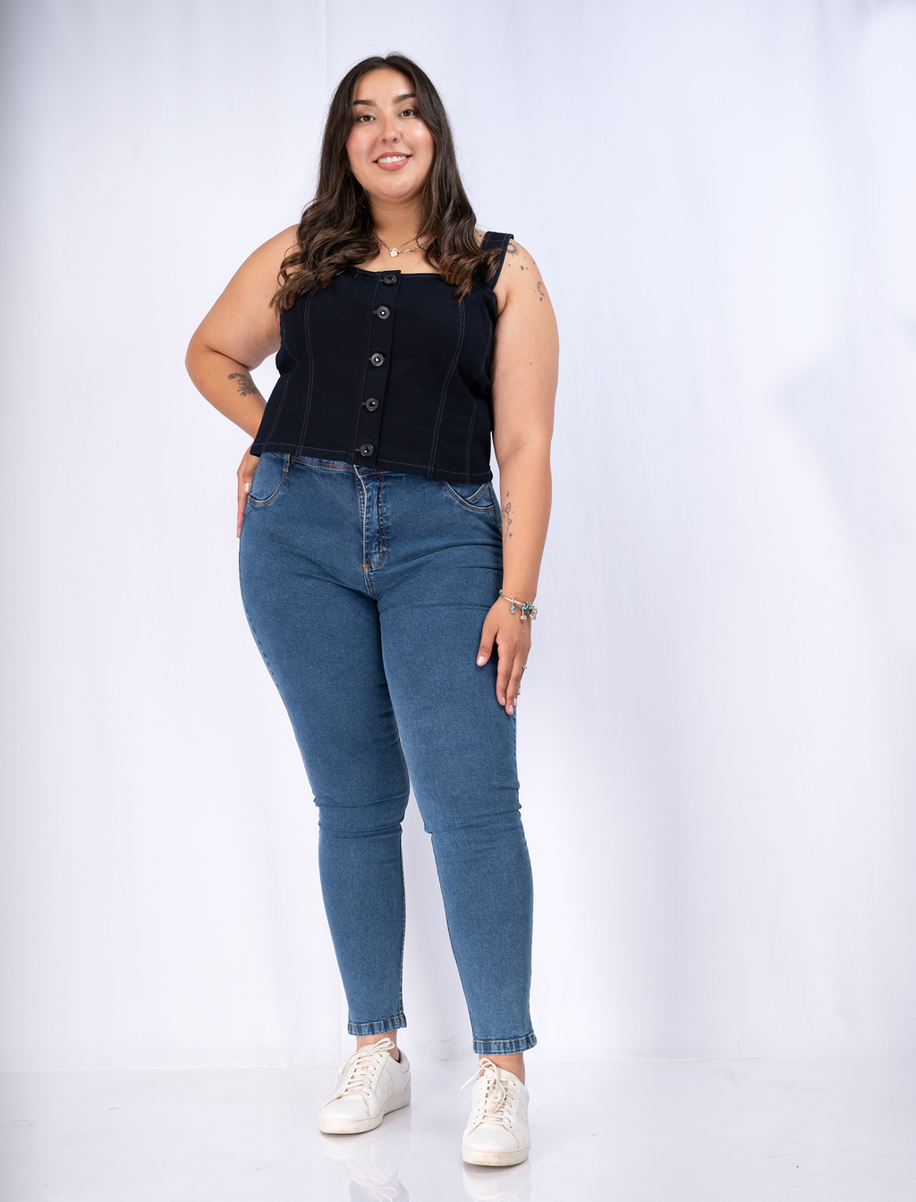 Jeans Pitillo Push Up Mujer Tiro Alto - Faja Interior Plus Size Chile