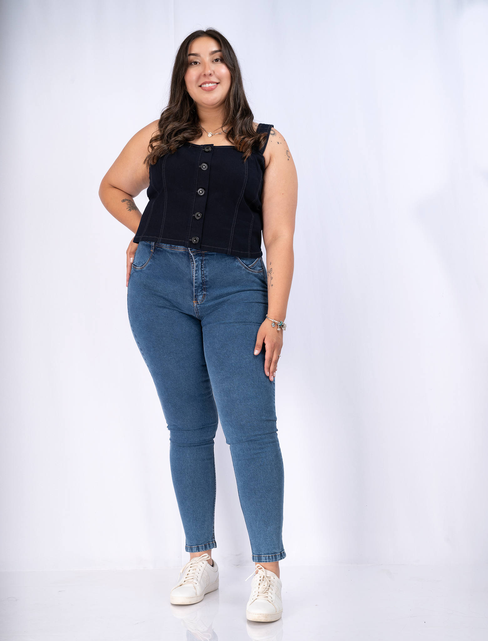 Jeans Pitillo Push Up Mujer Tiro Alto - Faja Interior Plus Size Chile