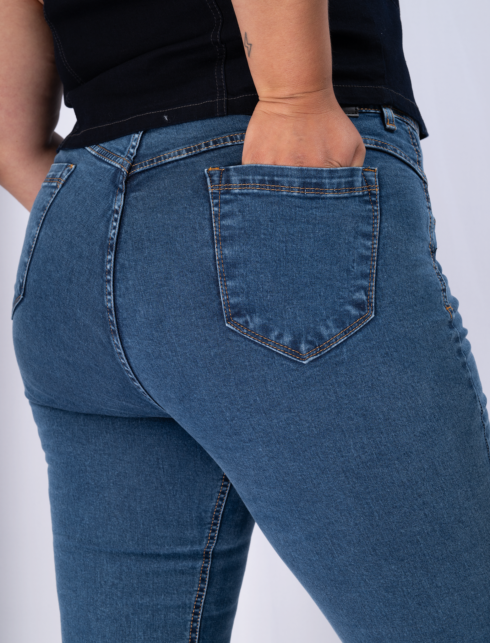 Jeans Pitillo Push Up Mujer Tiro Alto - Faja Interior Plus Size Chile