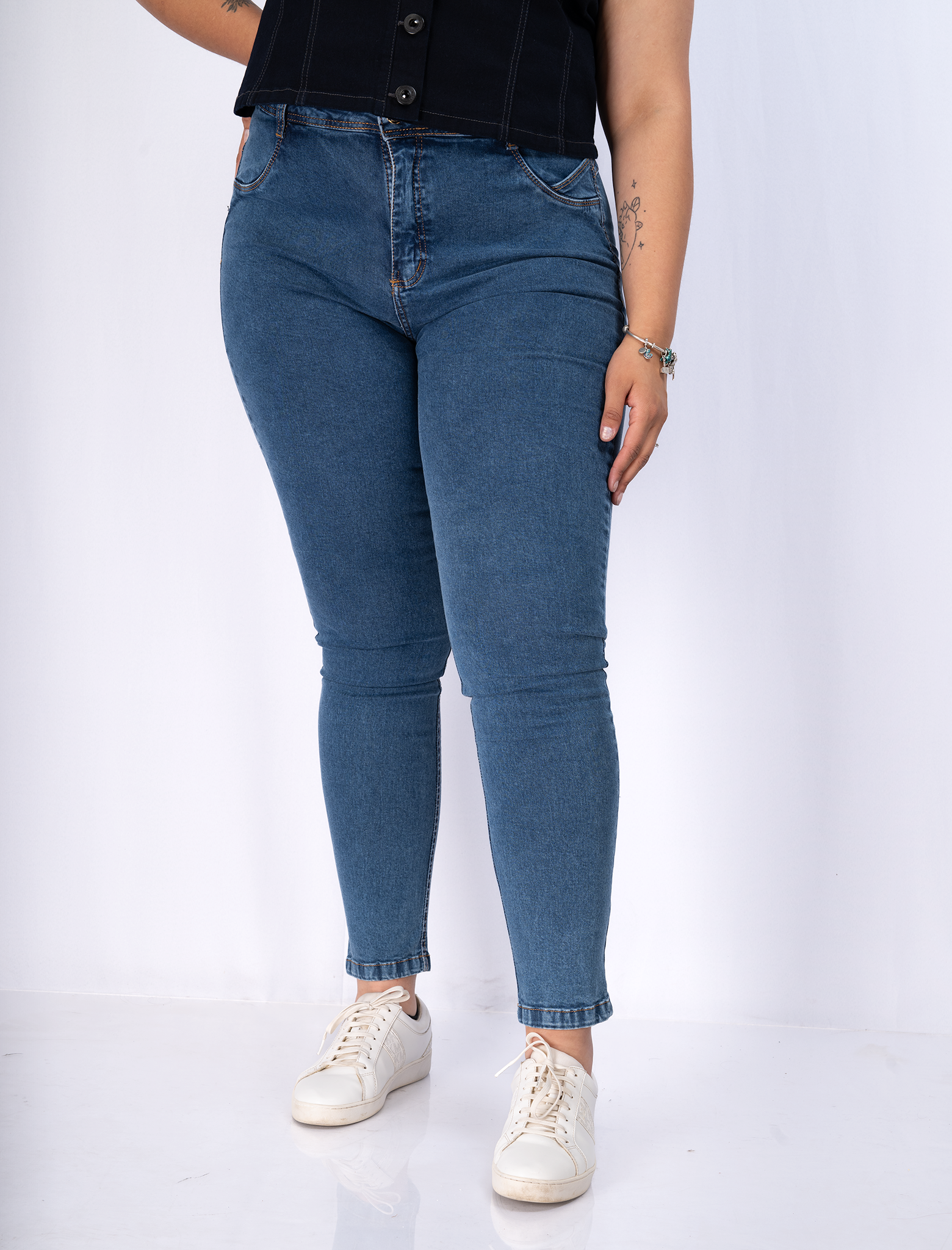 Jeans Pitillo Push Up Mujer Tiro Alto - Faja Interior Plus Size Chile
