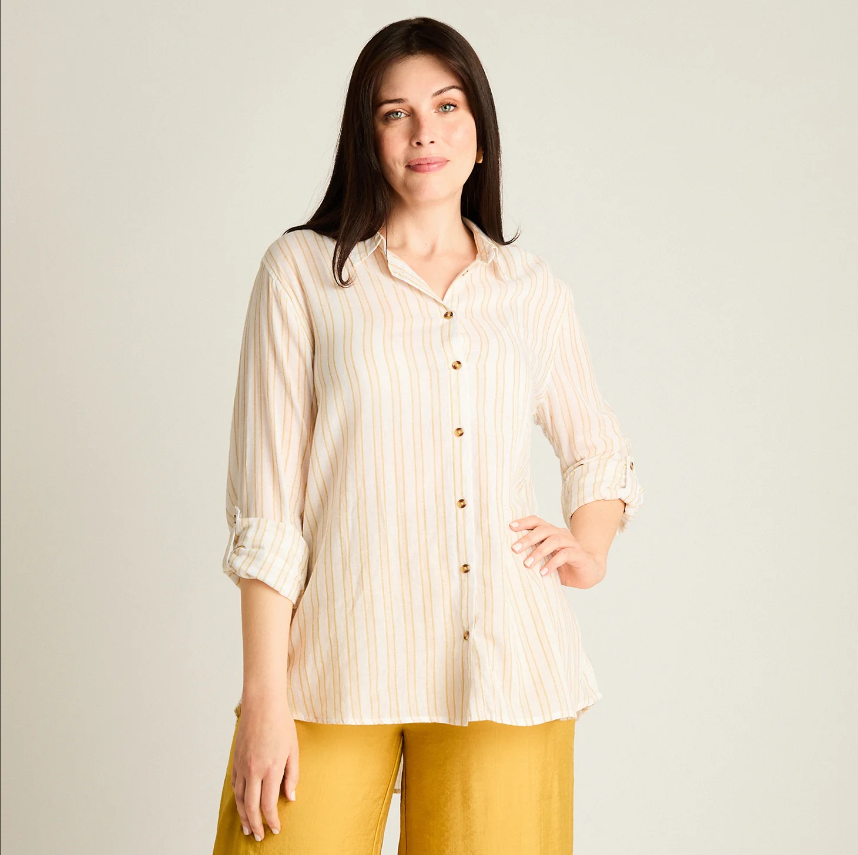 Camisa Lino Mujer Talla Grande - Blusa Casual Plus Size Chile