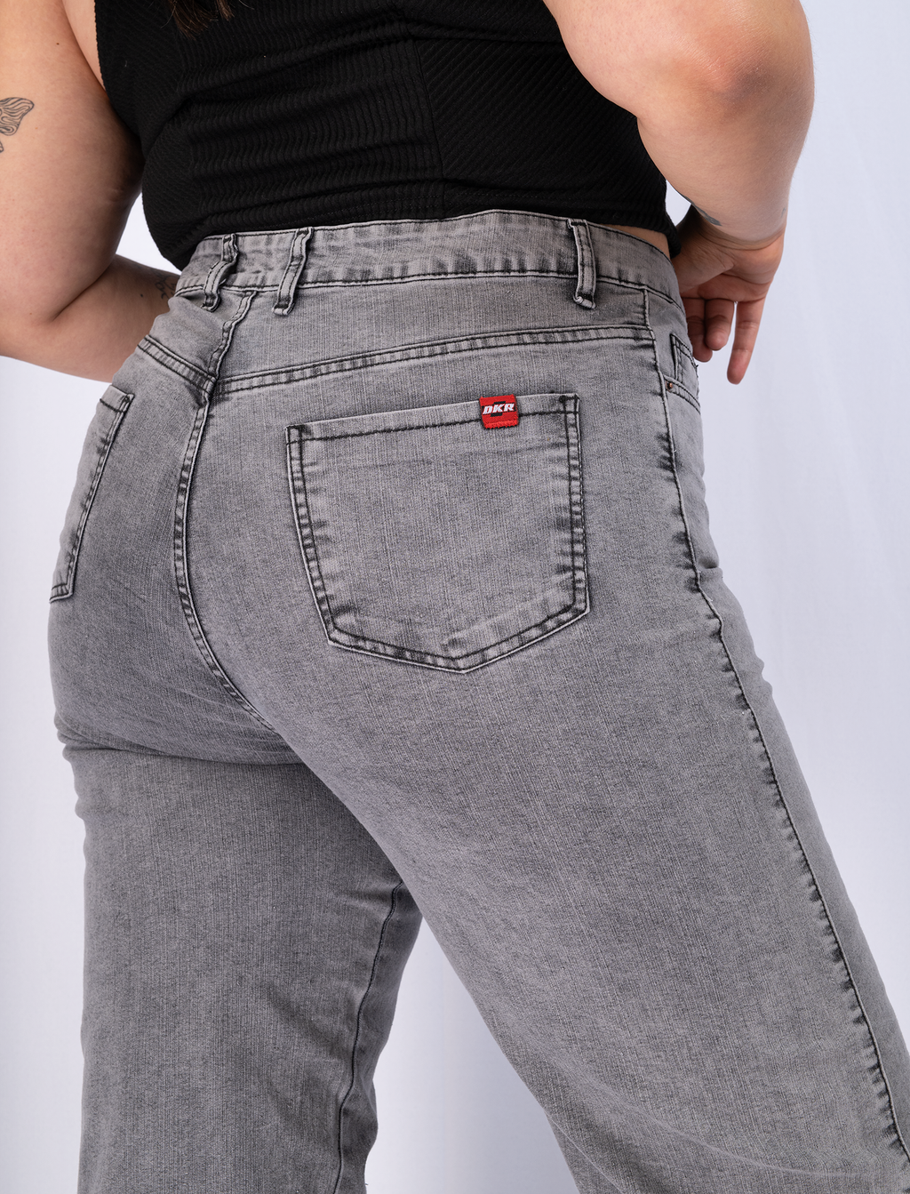 Jeans Wide Leg Gris Mujer Tiro Alto - Plus Size Talla Grande Chile