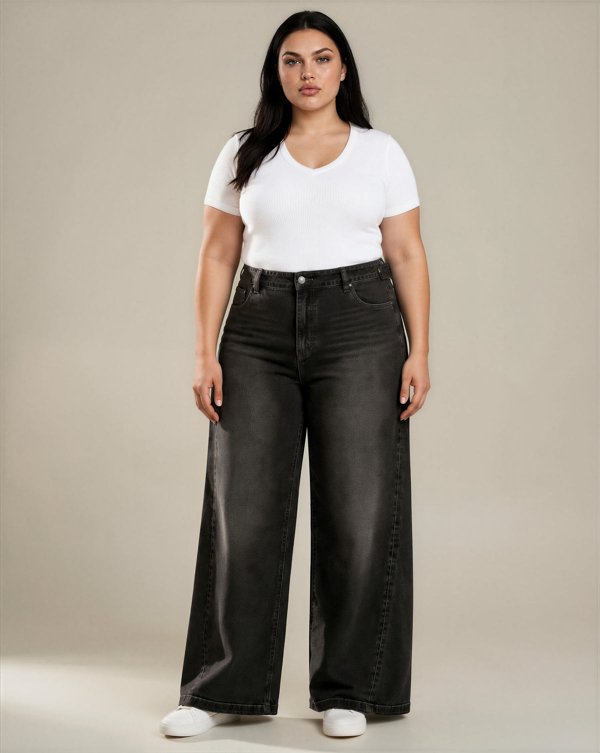 Jeans ZENNA Mujer Plus Size Ozare –  Wide Leg - Tiro Alto
