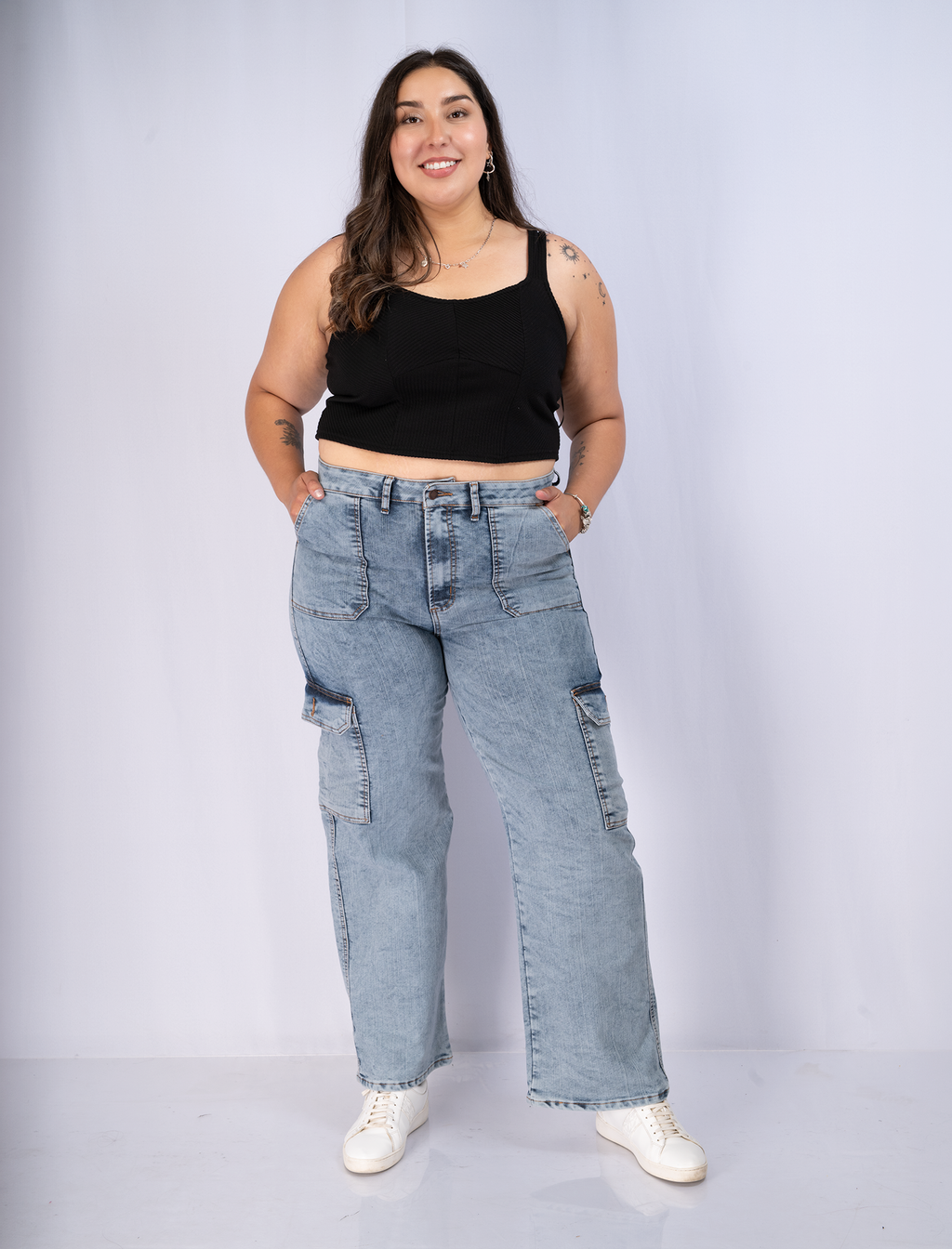Jeans Cargo Mujer Tiro Alto Talla Grande - Curvy Plus Size Chile