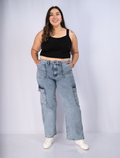 Jeans Cargo Mujer Tiro Alto Talla Grande - Curvy Plus Size Chile