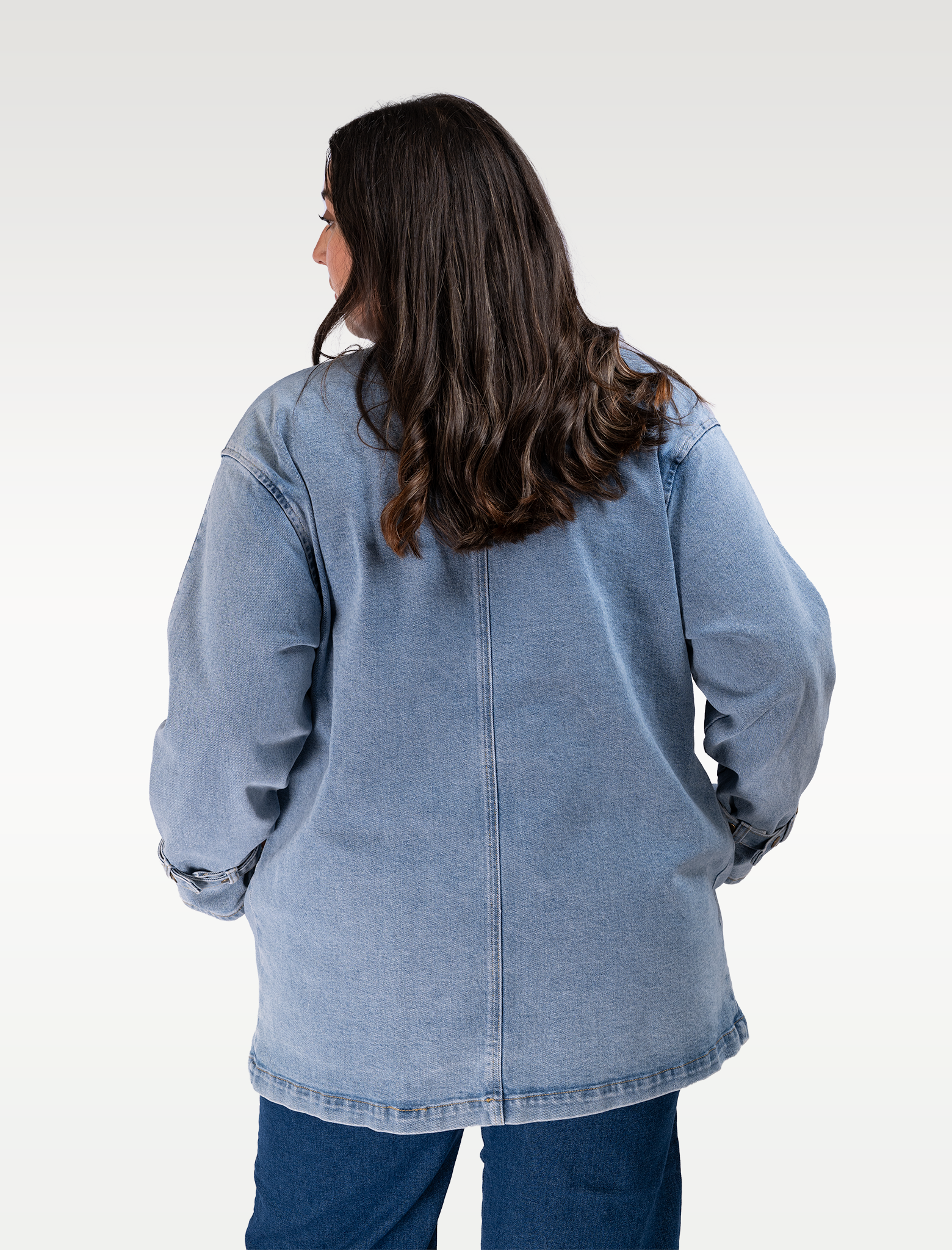 Chaqueta de Mezclilla Mujer Larga Plus Size – Talla Grande