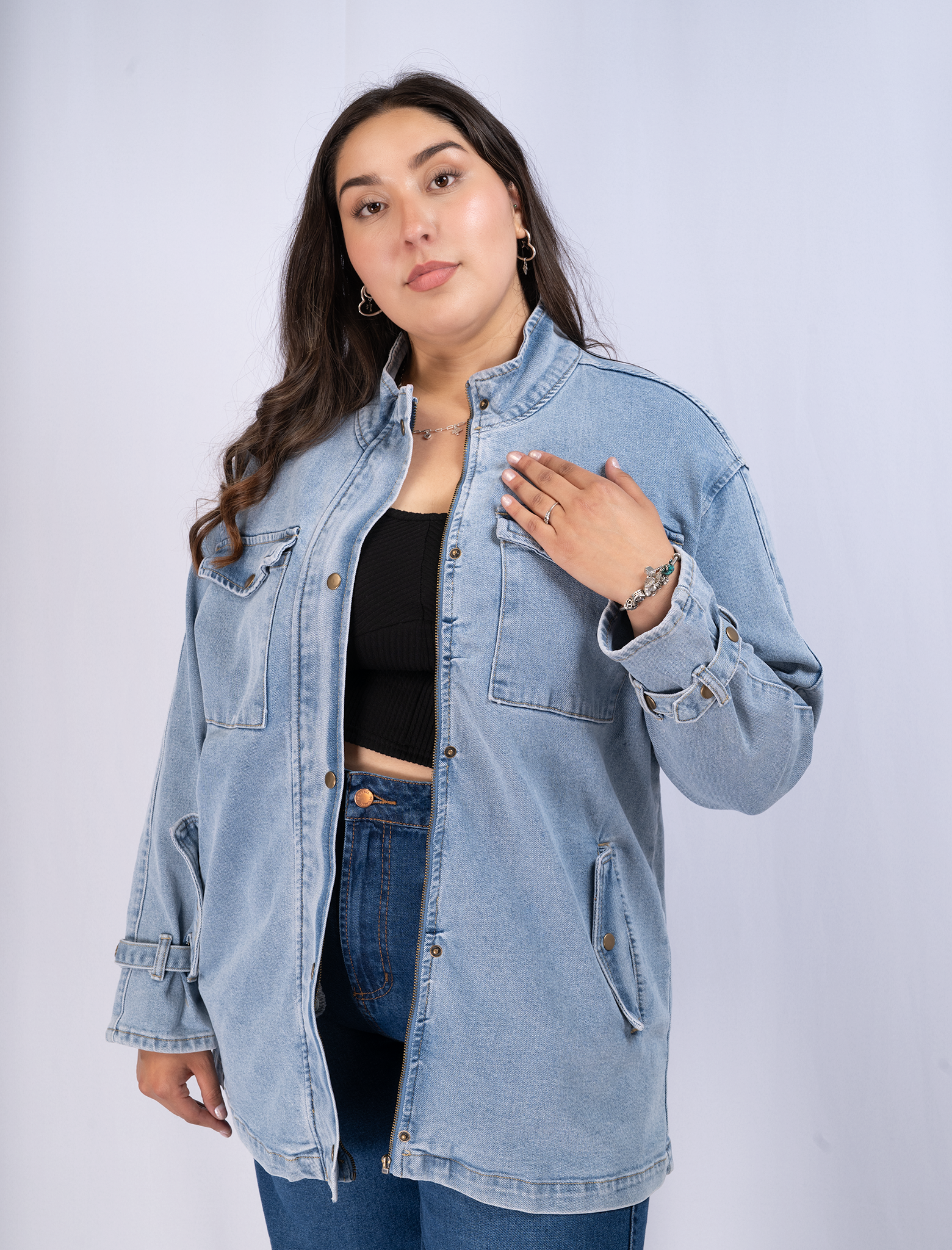 Chaqueta de Mezclilla Mujer Larga Plus Size – Talla Grande