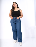 Jean Wide Leg Mujer Tiro Alto con Bolsillos - Plus Size Chile