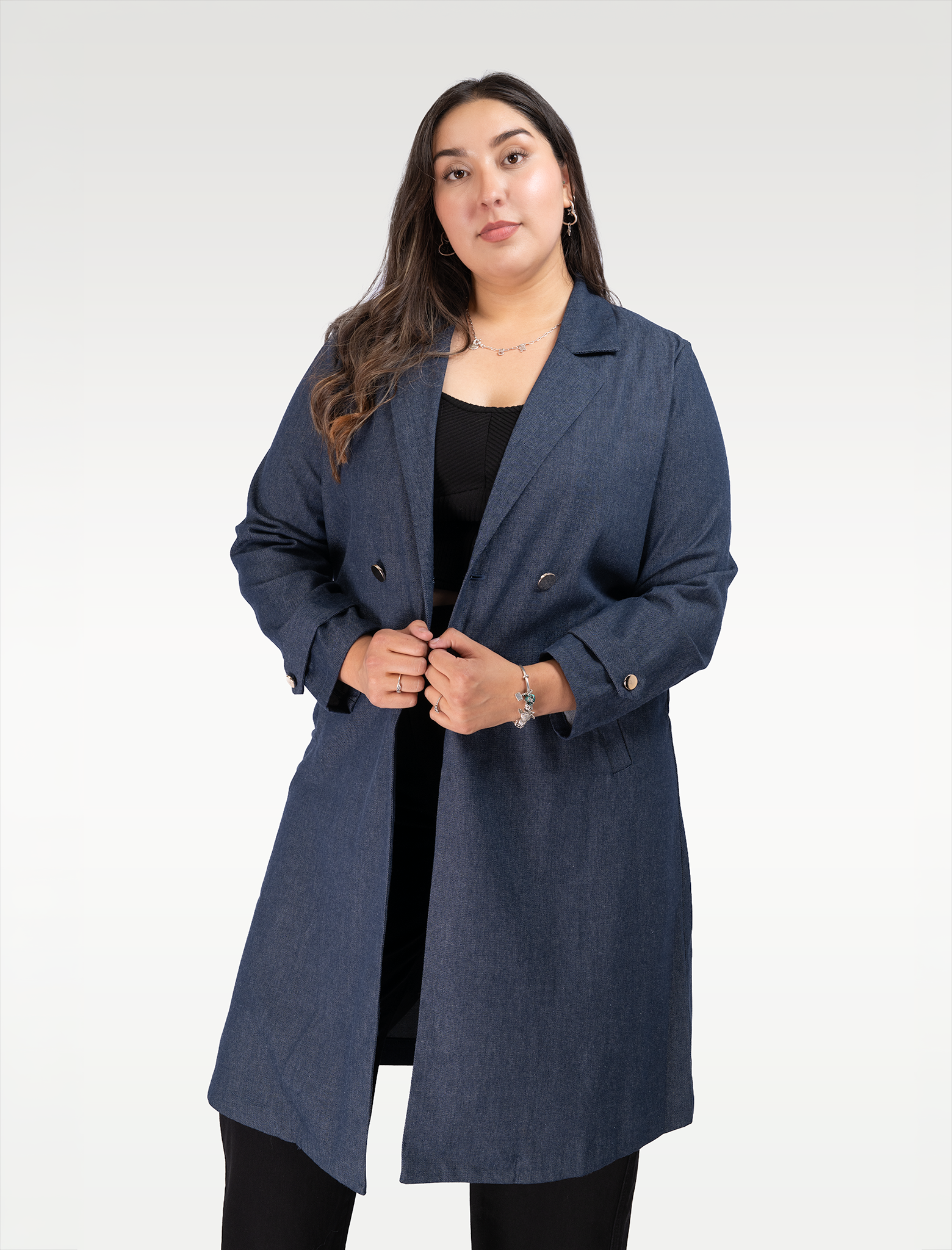 Abrigo Largo Denim Mujer Talla Grande - Trench Plus Size Chile
