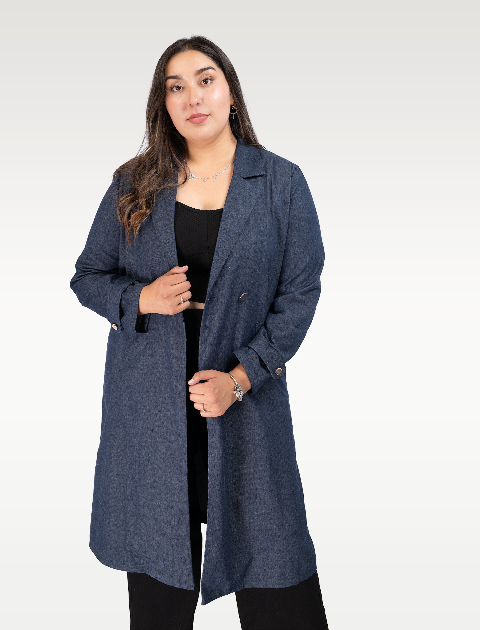 Abrigo Largo Denim Mujer Talla Grande - Trench Plus Size Chile