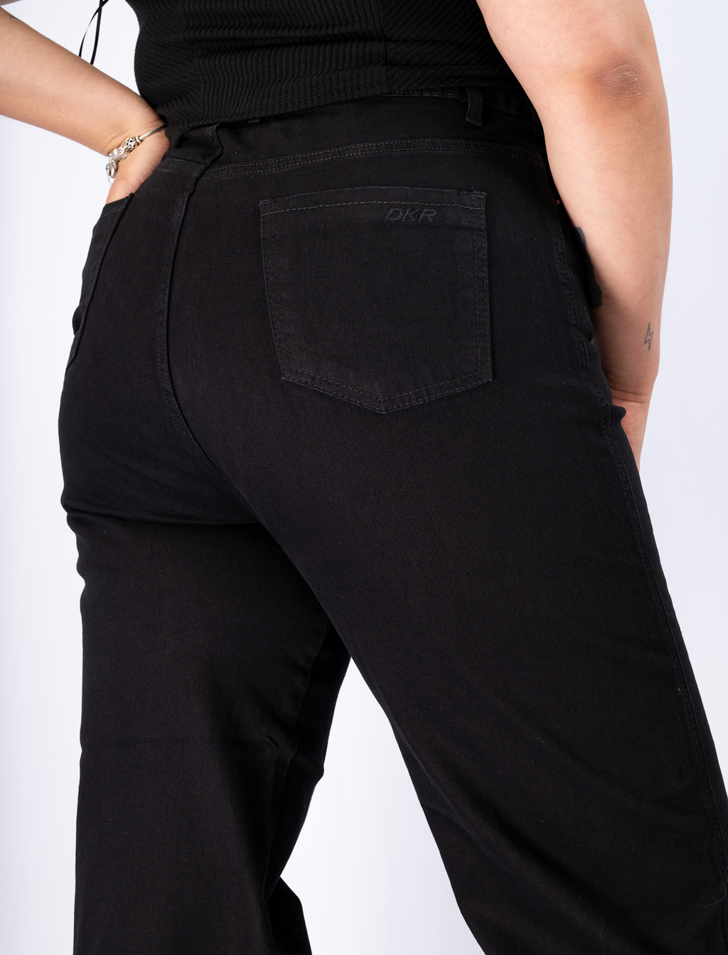 Jeans Wide Leg Negro Mujer Tiro Alto - Plus Size Talla Grande Chile