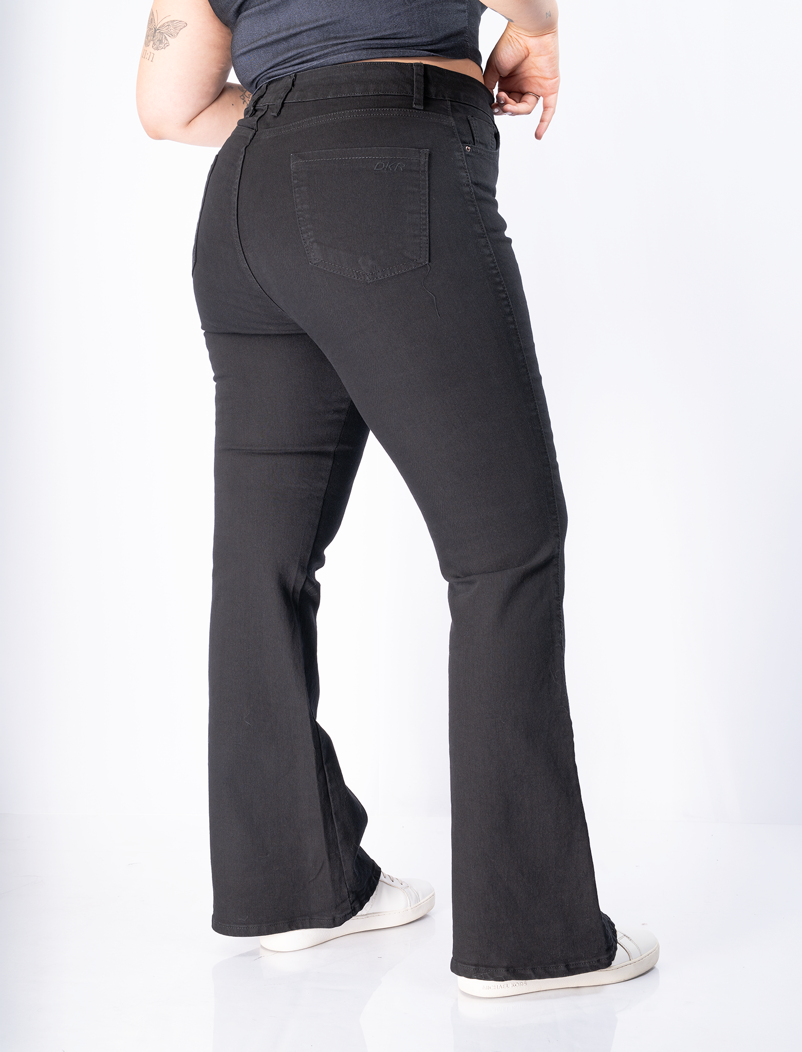 Jeans Flare Negro Tiro Alto Mujer - Plus Size Talla Grande Chile