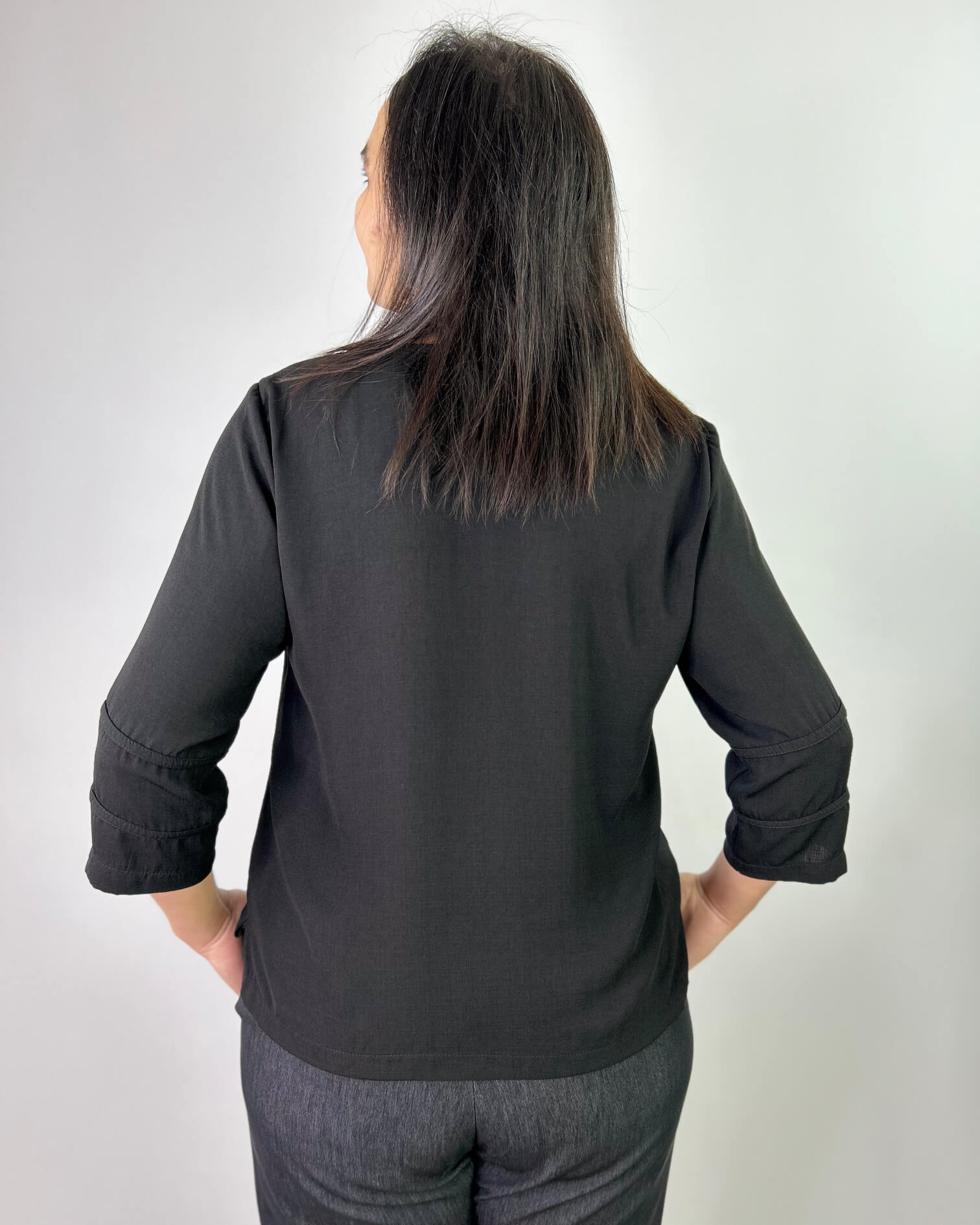 Polera Manga 3/4 Negra Mujer  - Elegante Ozare Chile