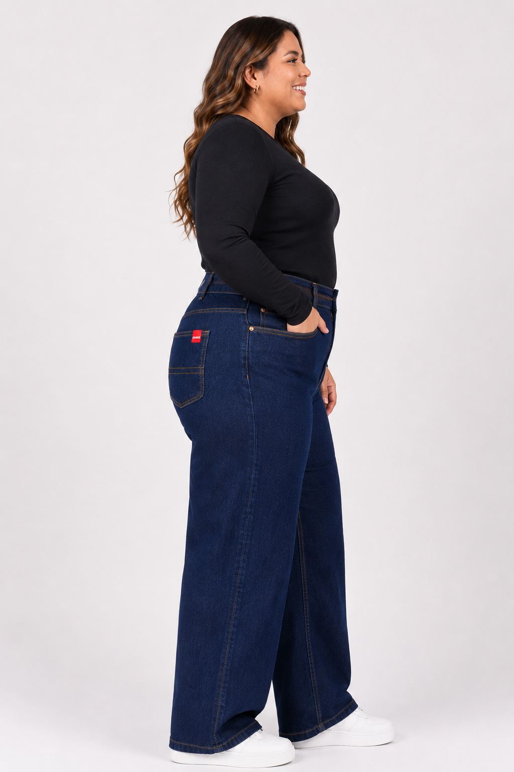 Jean Mujer Baggy Tiro Alto Cintura Amplia - Talla Grande Plus Size