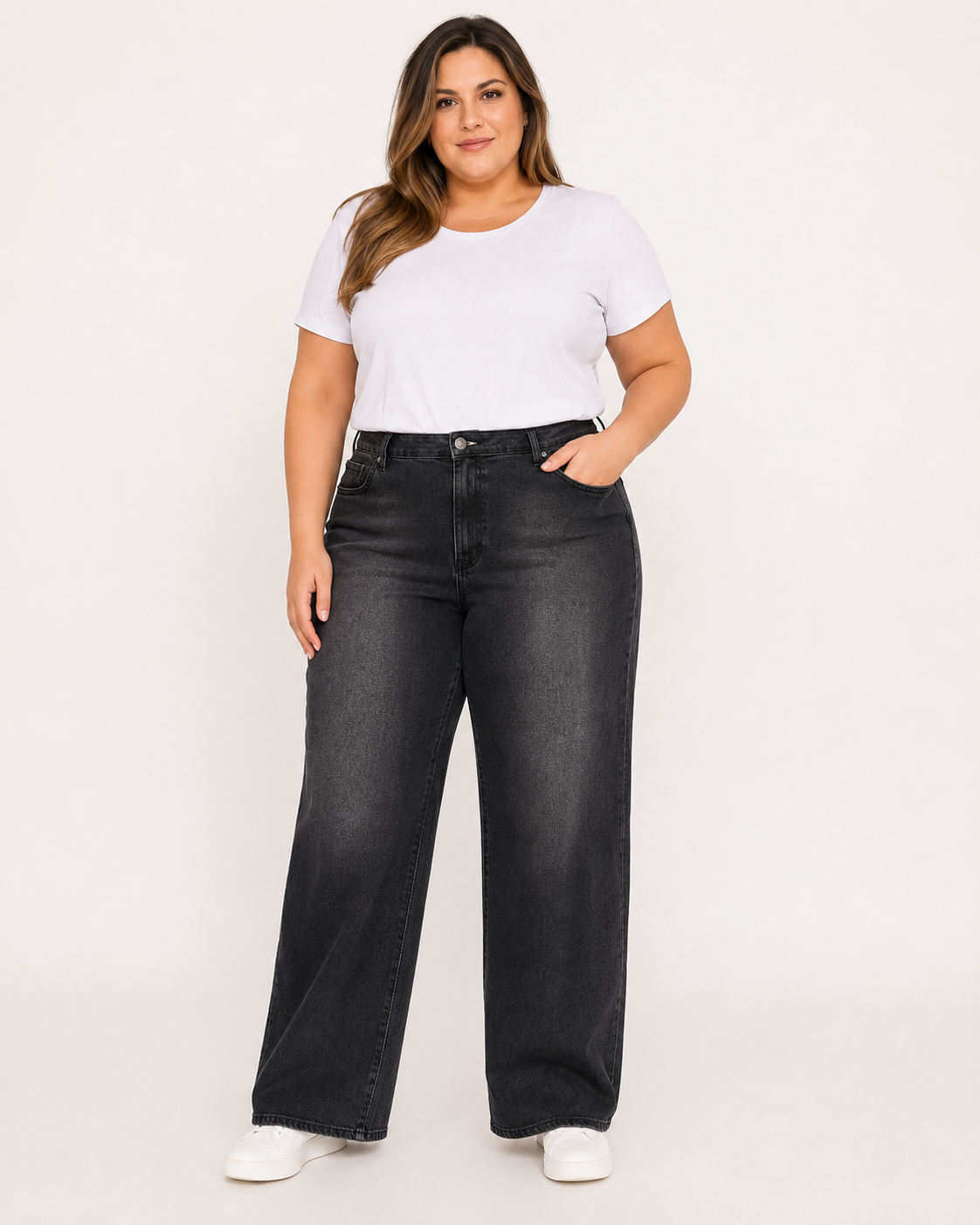 Jeans Wide Leg Tiro Alto Mujer Talla Grande –  Plus Size - Ozare Chile