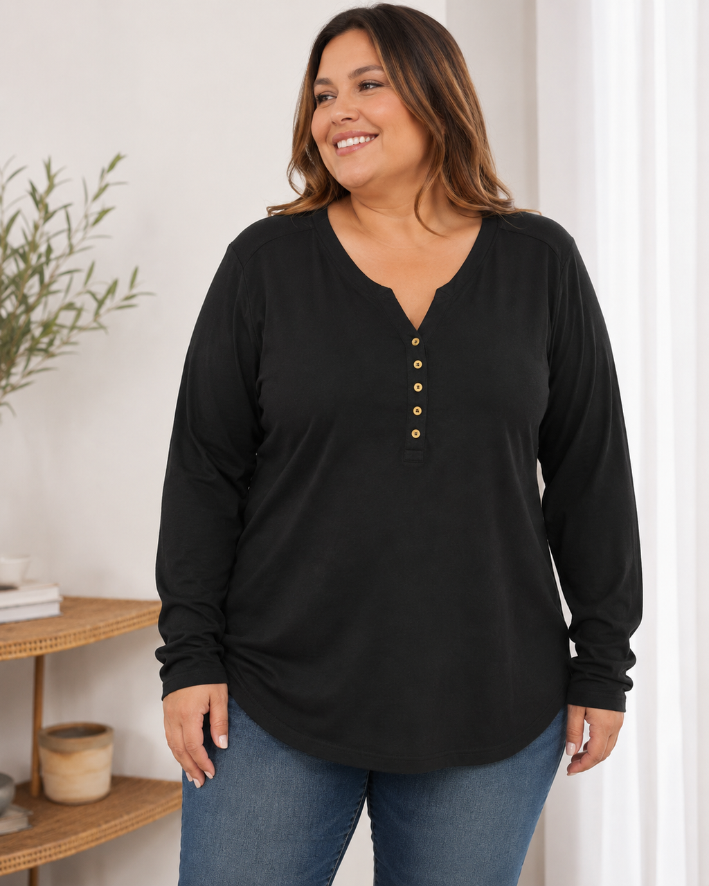 Polera Manga Larga con Botones - Mujer Talla Grande – Plus Size -Ozare Chile