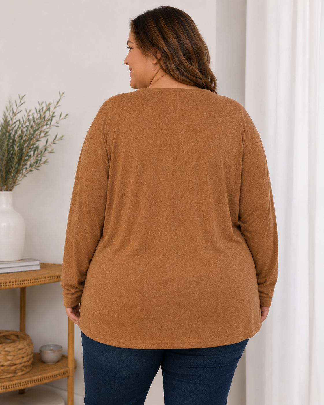 Polera de Lanilla Suave Escote V Mujer Talla Grande – Plus Size Ozare Chile