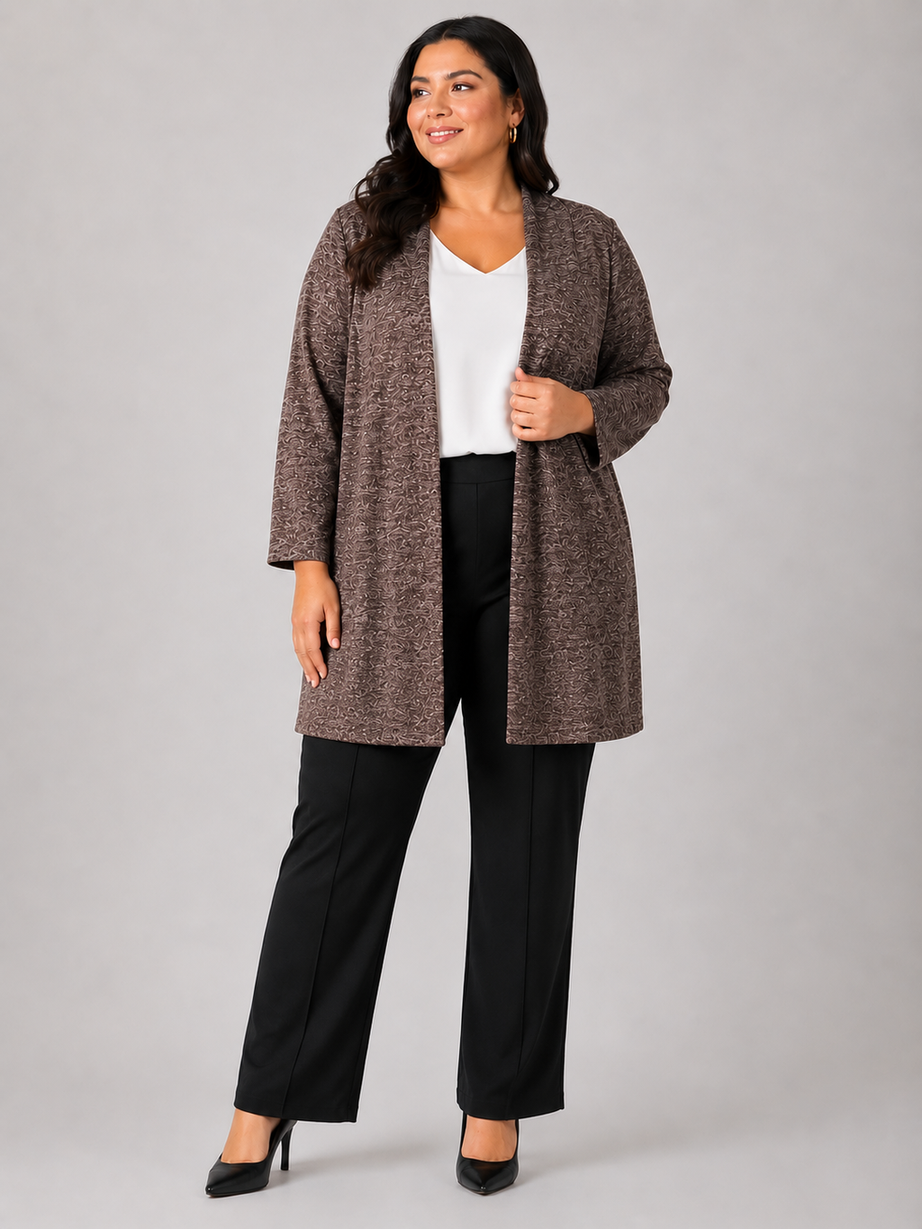 Tapado Lanilla - Cardigan Largo Tallas Grandes - Plus Size - Ozare Chile