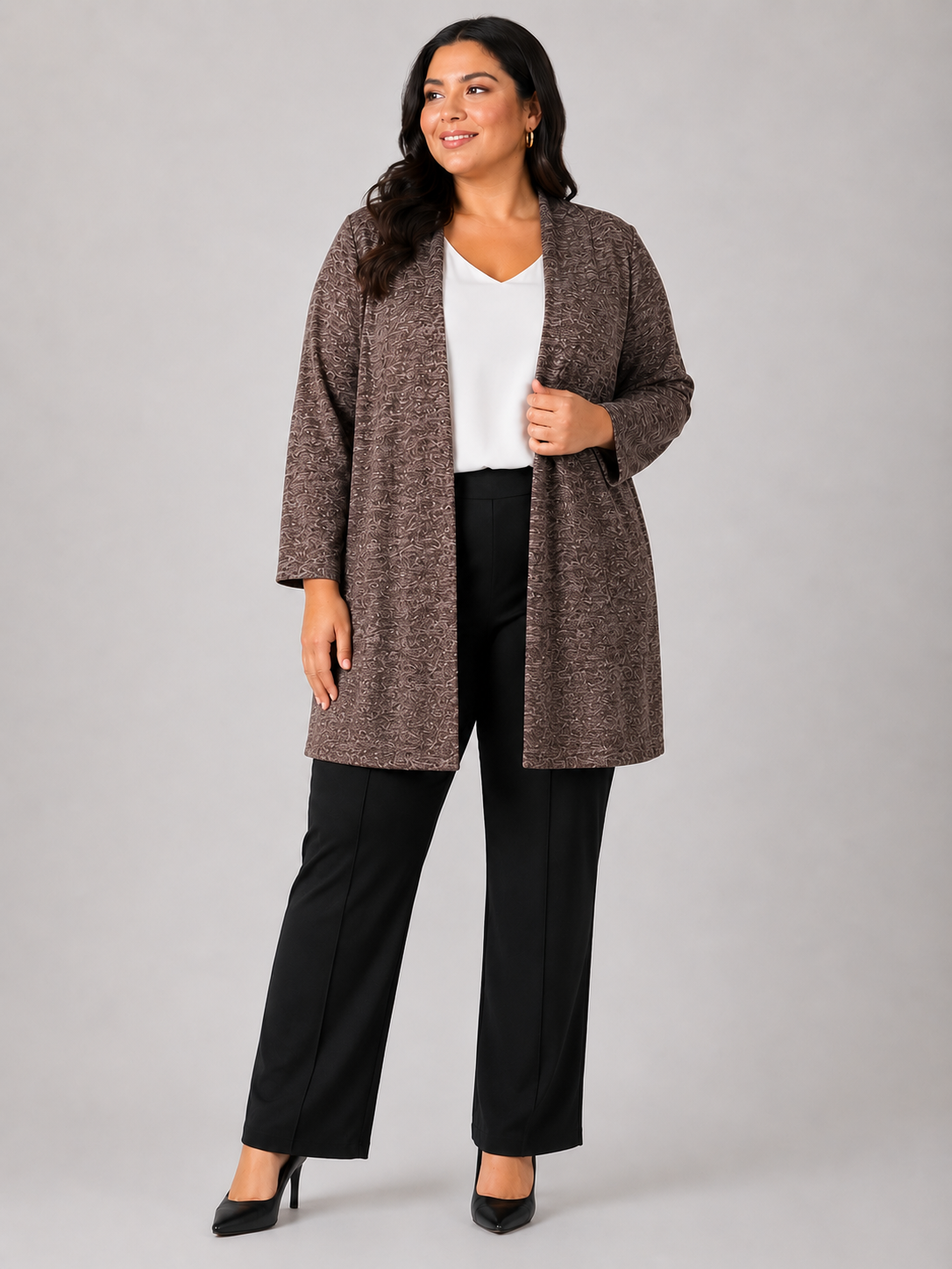 Tapado Lanilla - Cardigan Largo Tallas Grandes - Plus Size - Ozare Chile