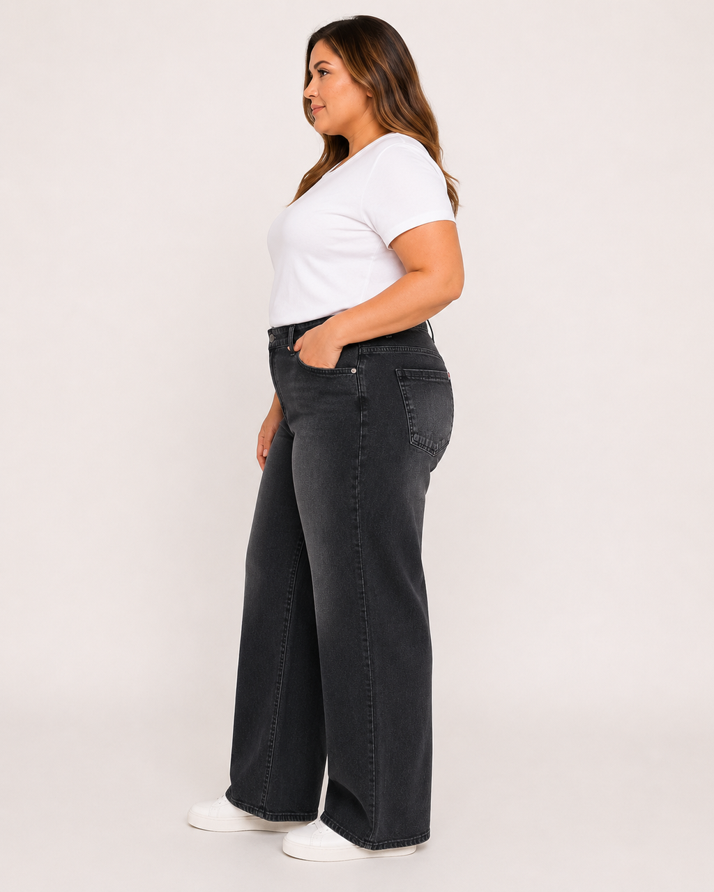 Jeans Wide Leg Tiro Alto Mujer Talla Grande –  Plus Size - Ozare Chile
