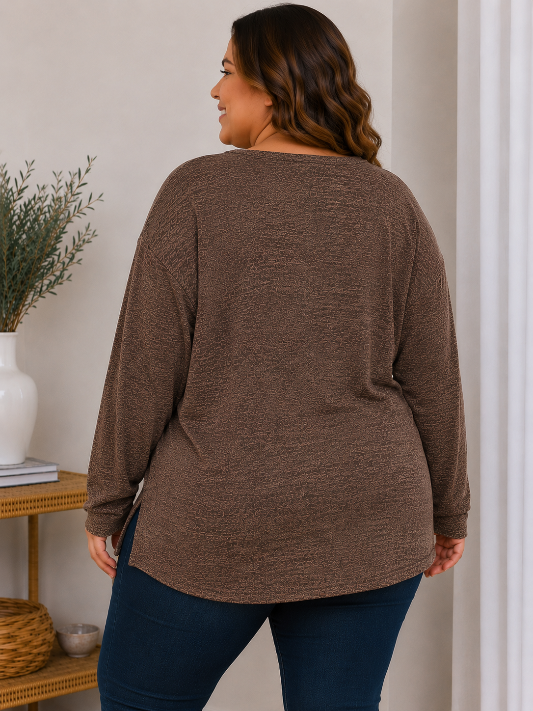 Polera de Lanilla Suave Escote V Mujer Talla Grande – Plus Size Ozare Chile