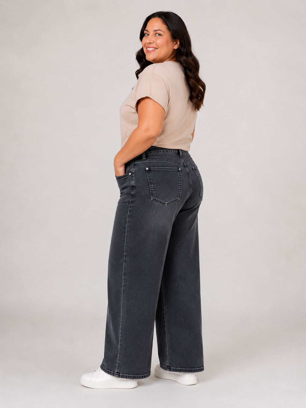 Jeans Wide Leg Tiro Alto Mujer Talla Grande –  Plus Size - Ozare Chile