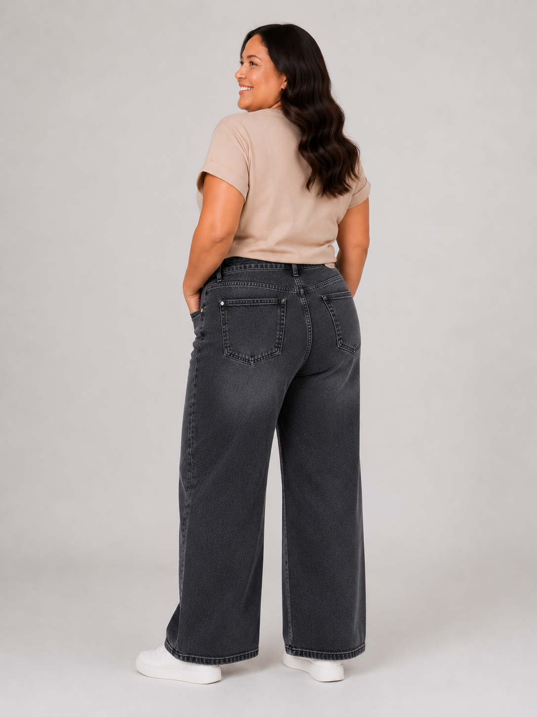 Jeans Wide Leg Tiro Alto Mujer Talla Grande –  Plus Size - Ozare Chile