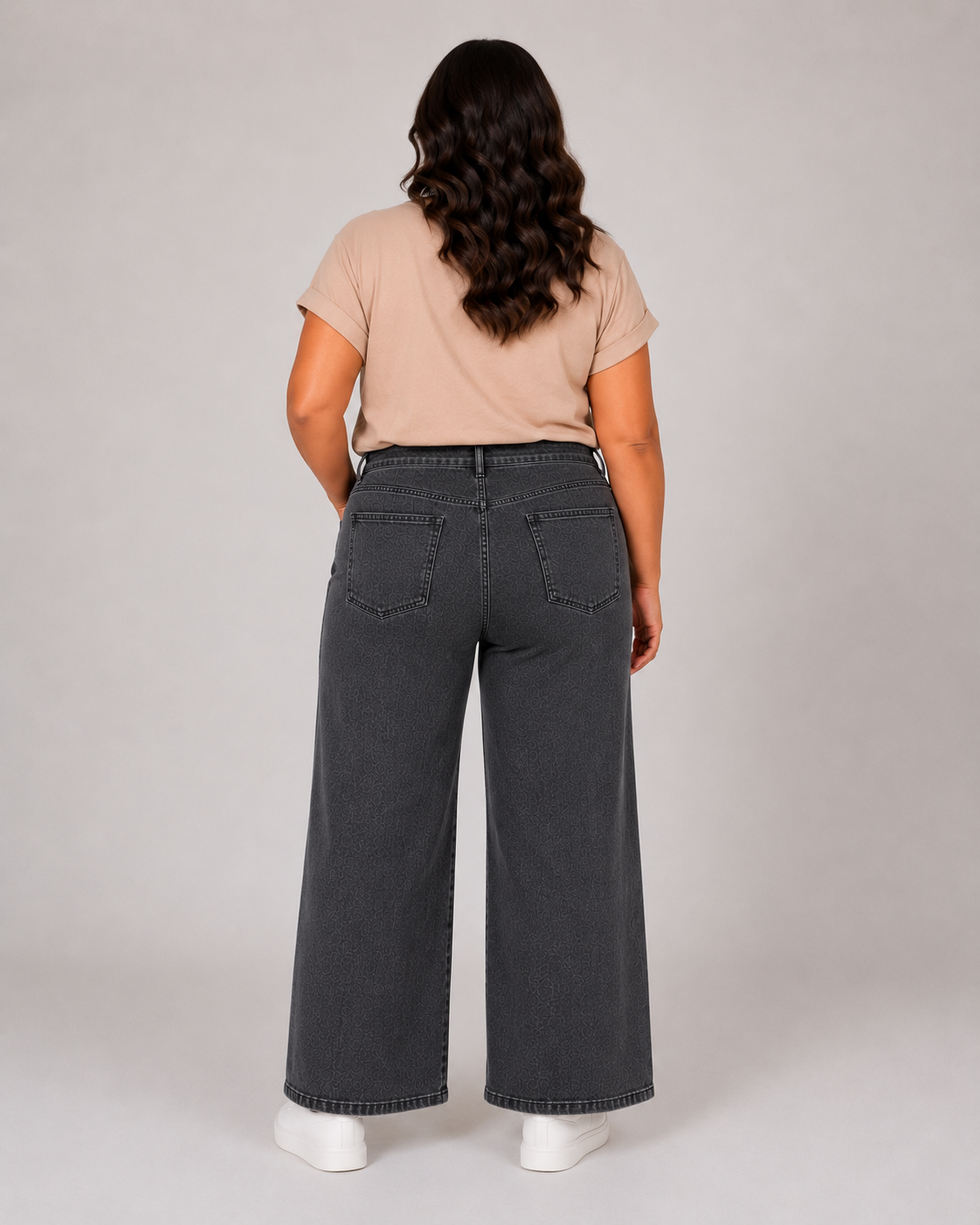 Jeans Wide Leg Grafito Mujer Talla Grande – Plus Size Ozare Chile