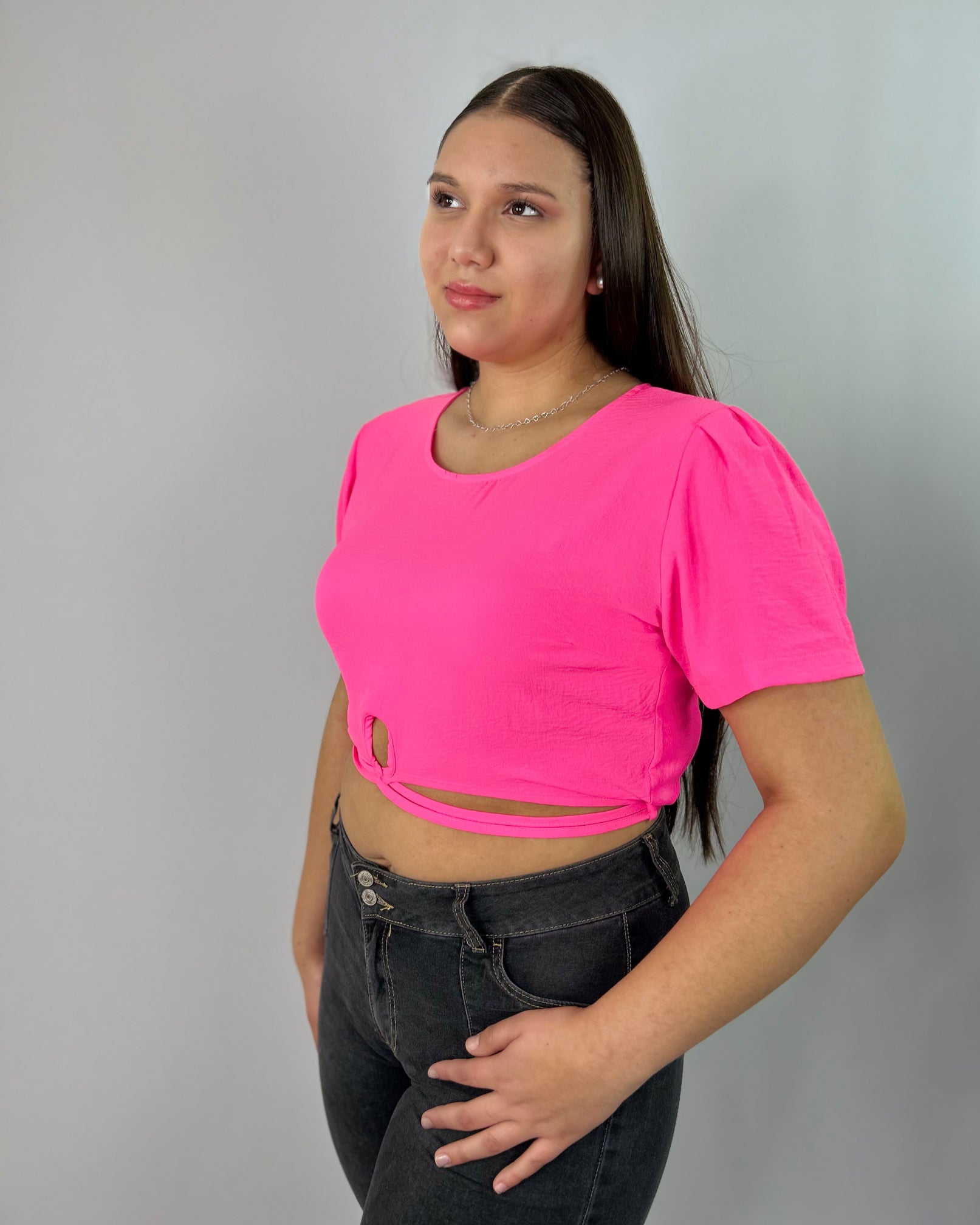 Polera Rosa Flúor Mujer Talla Grande - Juvenil Plus Size Chile