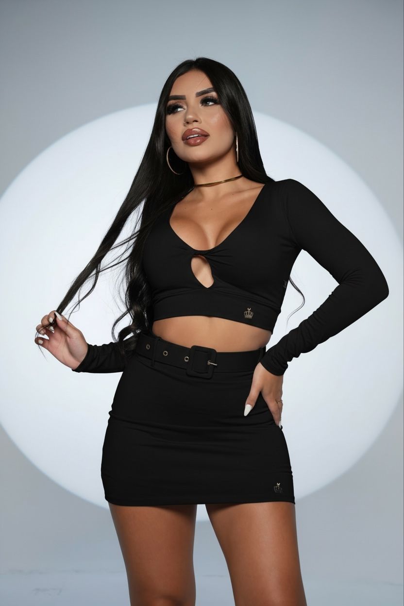 Crop Negro Juvenil Mujer - Para Salir a Bailar Plus Size Chile
