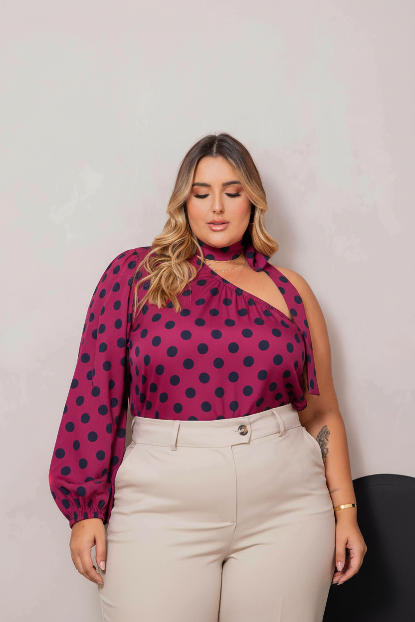 Blusa magenta con lunares