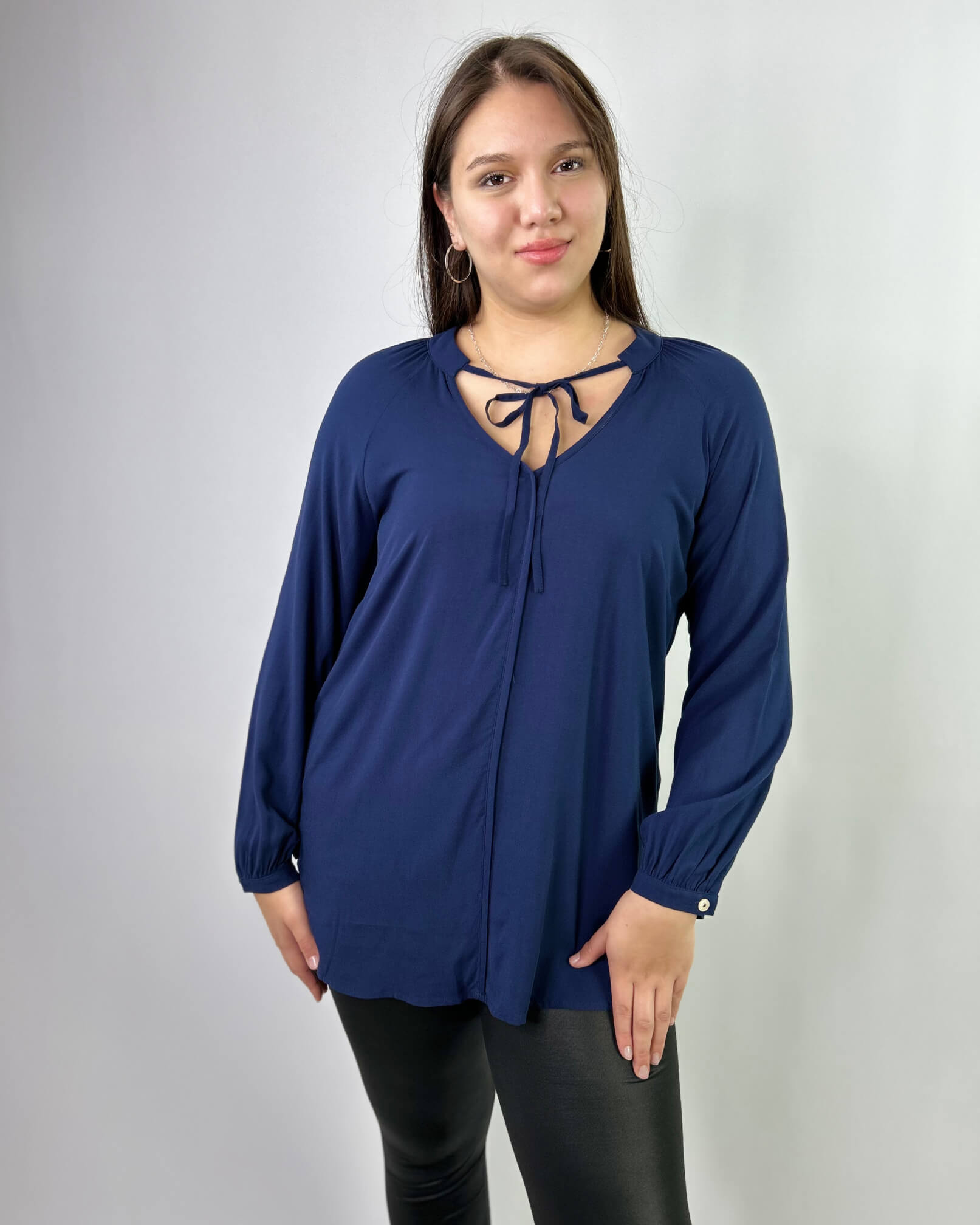 Blusón Largo Mujer Talla Grande Amarra en el Cuello - Curvy Plus Size