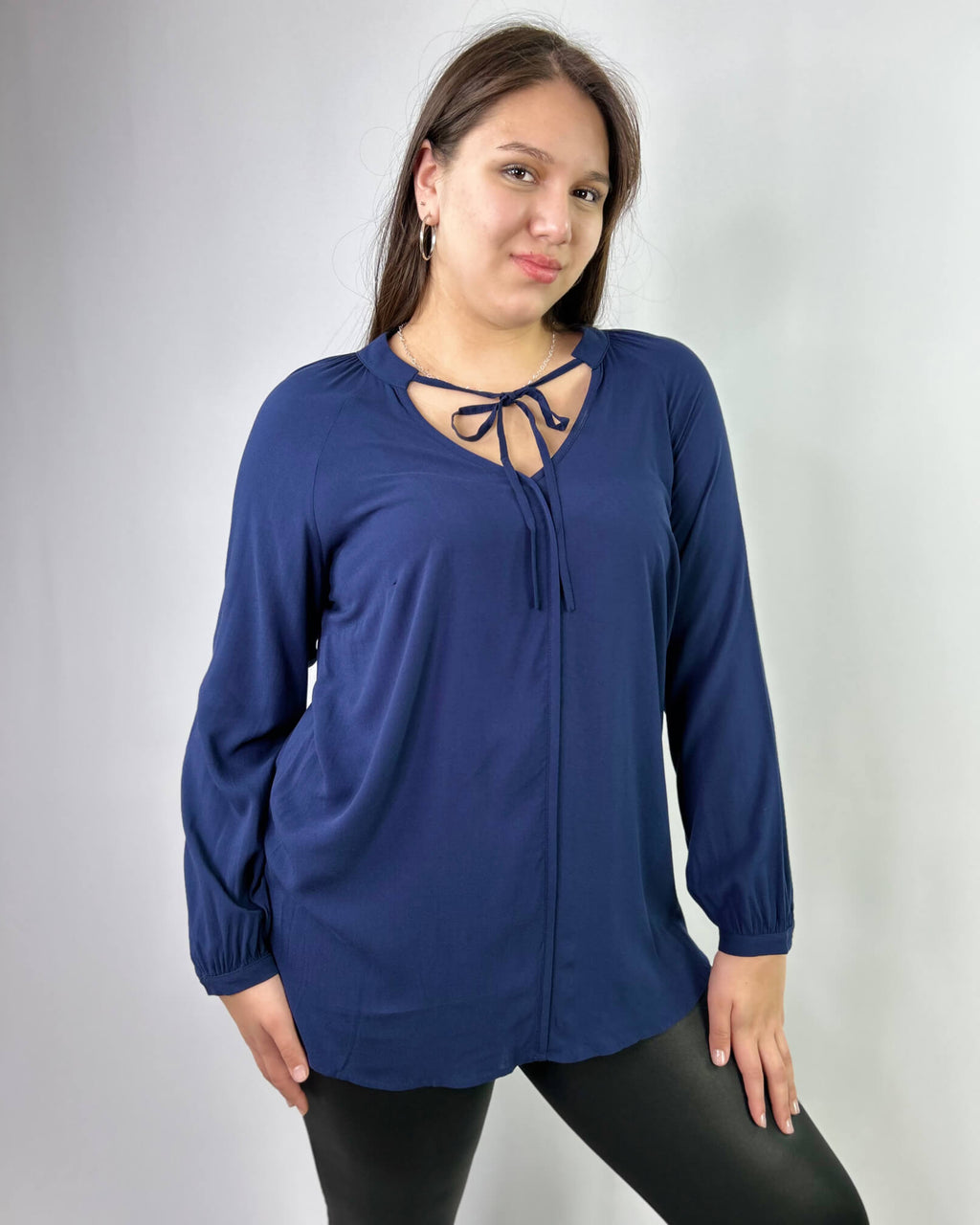 Blusón Largo Mujer Talla Grande Amarra en el Cuello - Curvy Plus Size