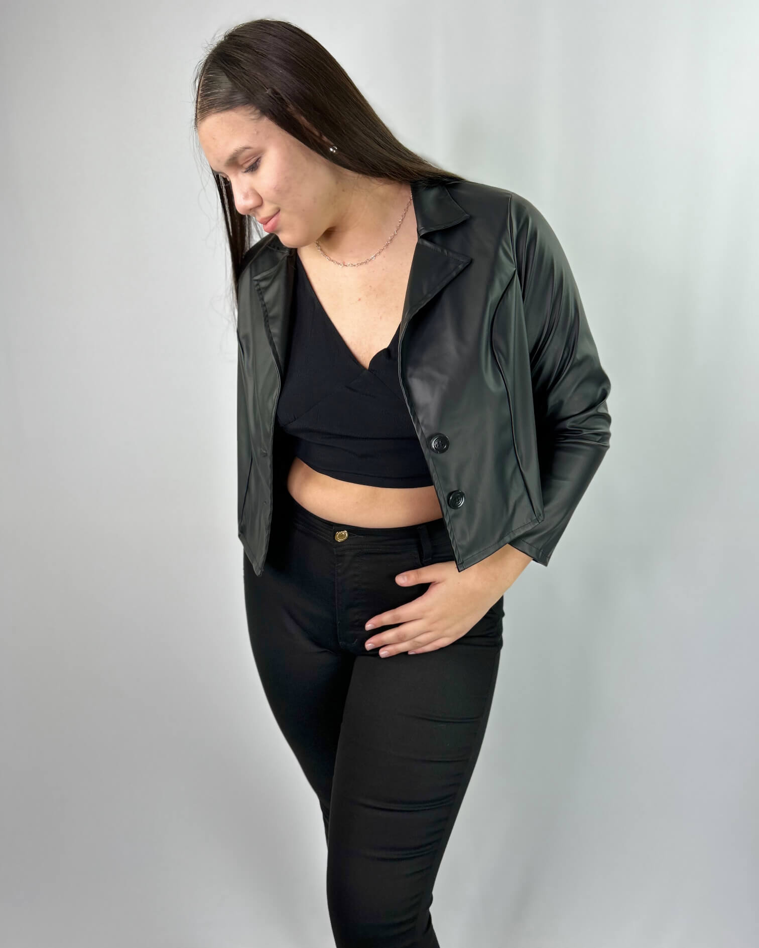 Chaqueta Ecocuero Corta Mujer - Plus Size Chile