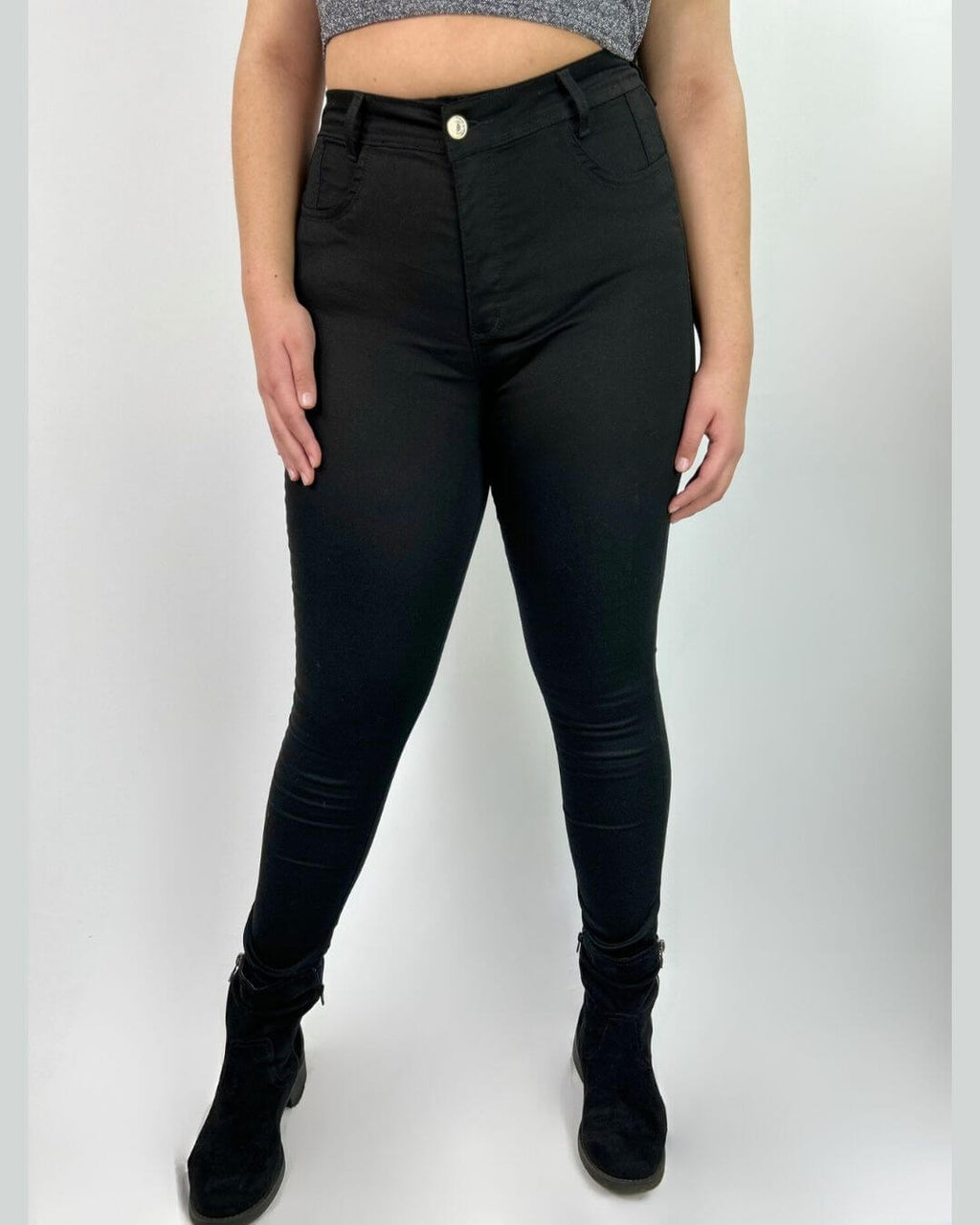 Jeans Pitillo Negro con Faja Modeladora Mujer - Plus Size Chile