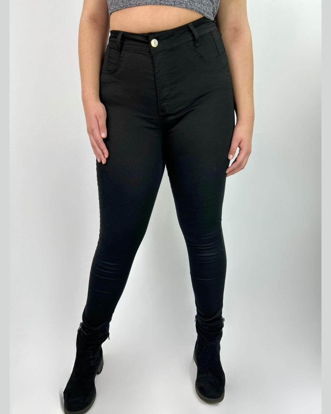 Jeans Pitillo Negro con Faja Modeladora Mujer - Plus Size Chile
