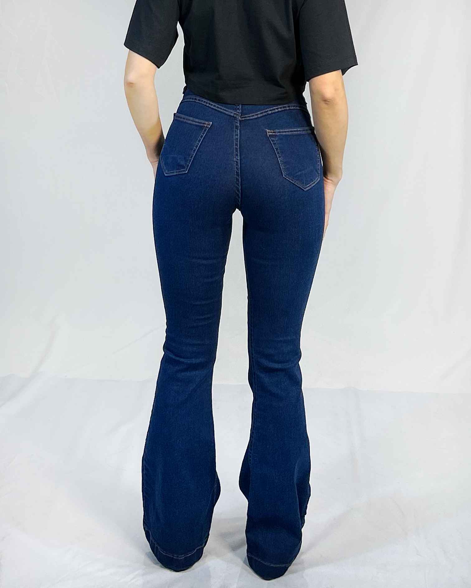 Jeans Flare Azul con Faja Mujer Tiro Alto - Plus Size Chile