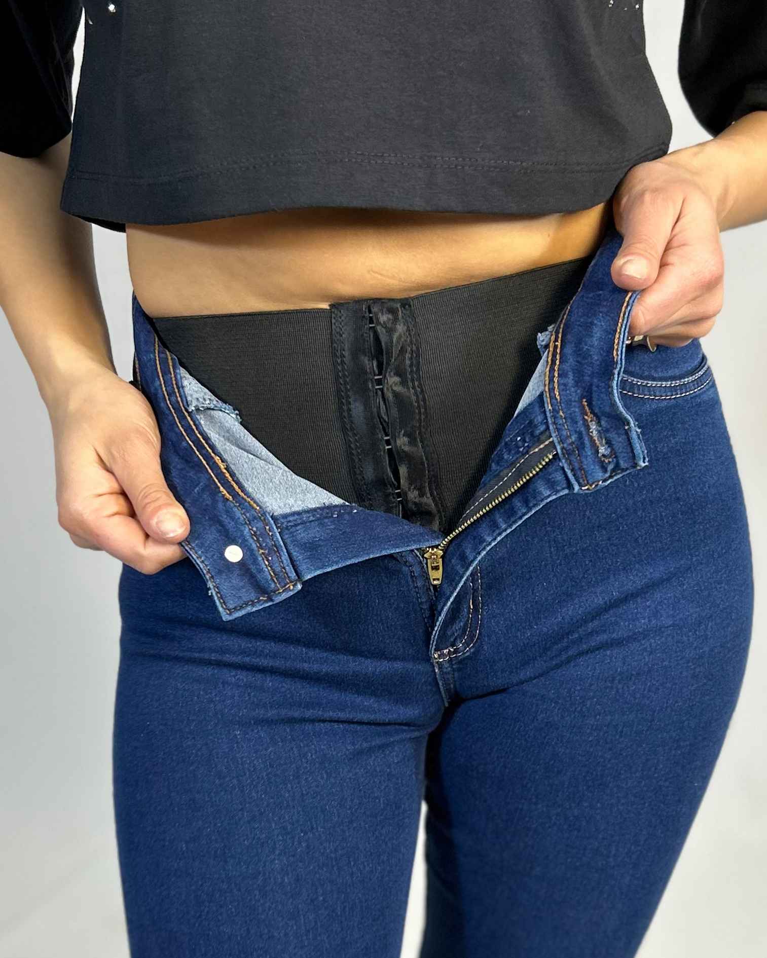 Jeans Flare Azul con Faja Mujer Tiro Alto - Plus Size Chile